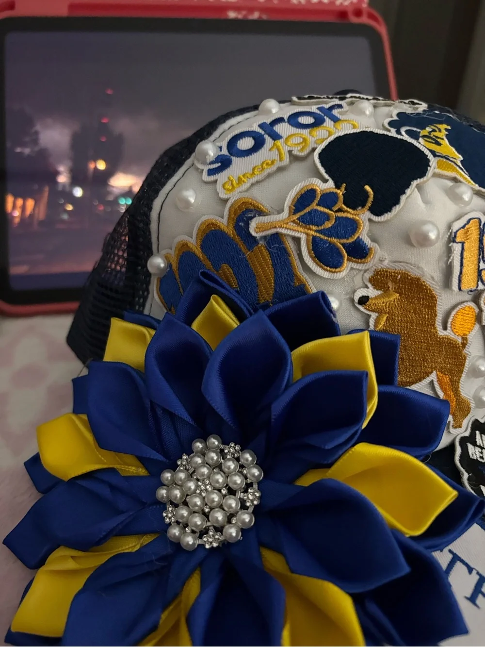 Custom Navy and Gold Sorority Cap - Creative AF